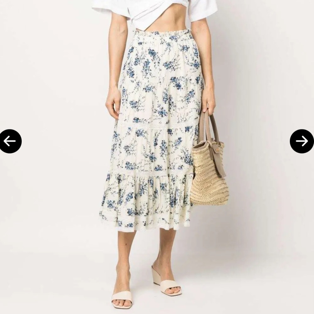 THE GREAT Floral-Print Midi Skirt size 2